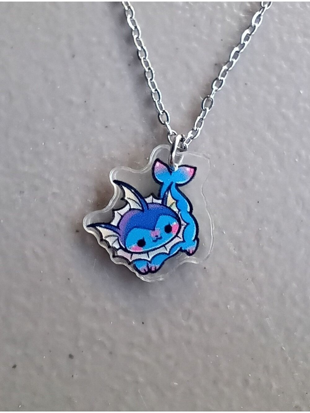 Pokemon Vaporeon Acrylic Handmade Stainless Steel Necklace